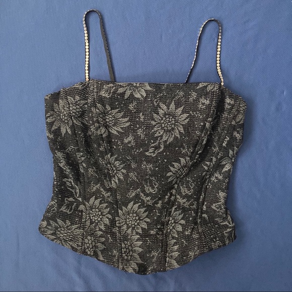 VTG 90s Sparkly Corset Style Disco Top β¨β¨ - Picture 2 of 7